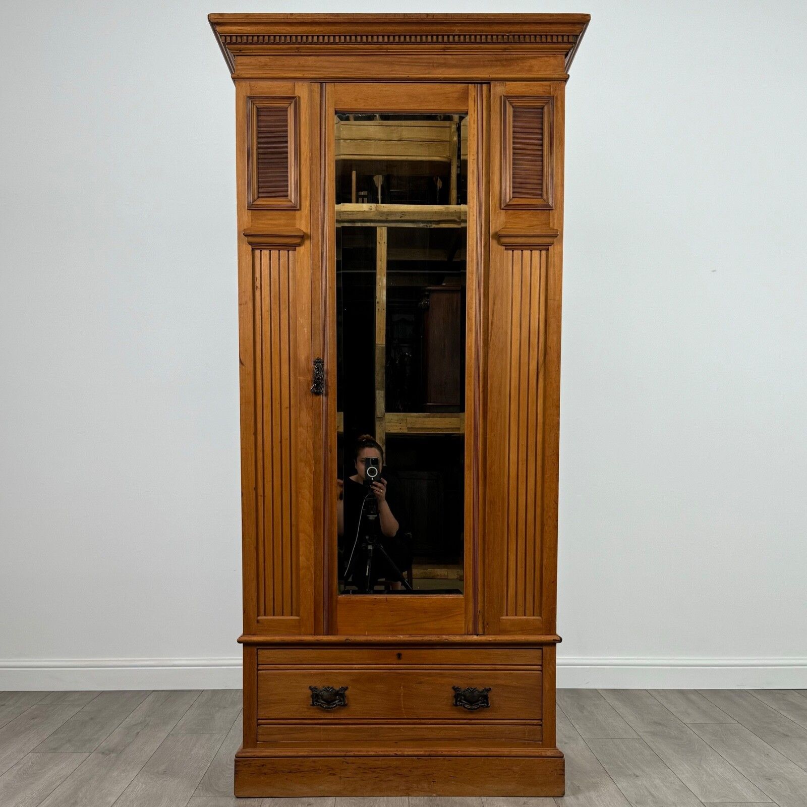 Antique 20th Century Fine Quality Satinwood Wardrobe