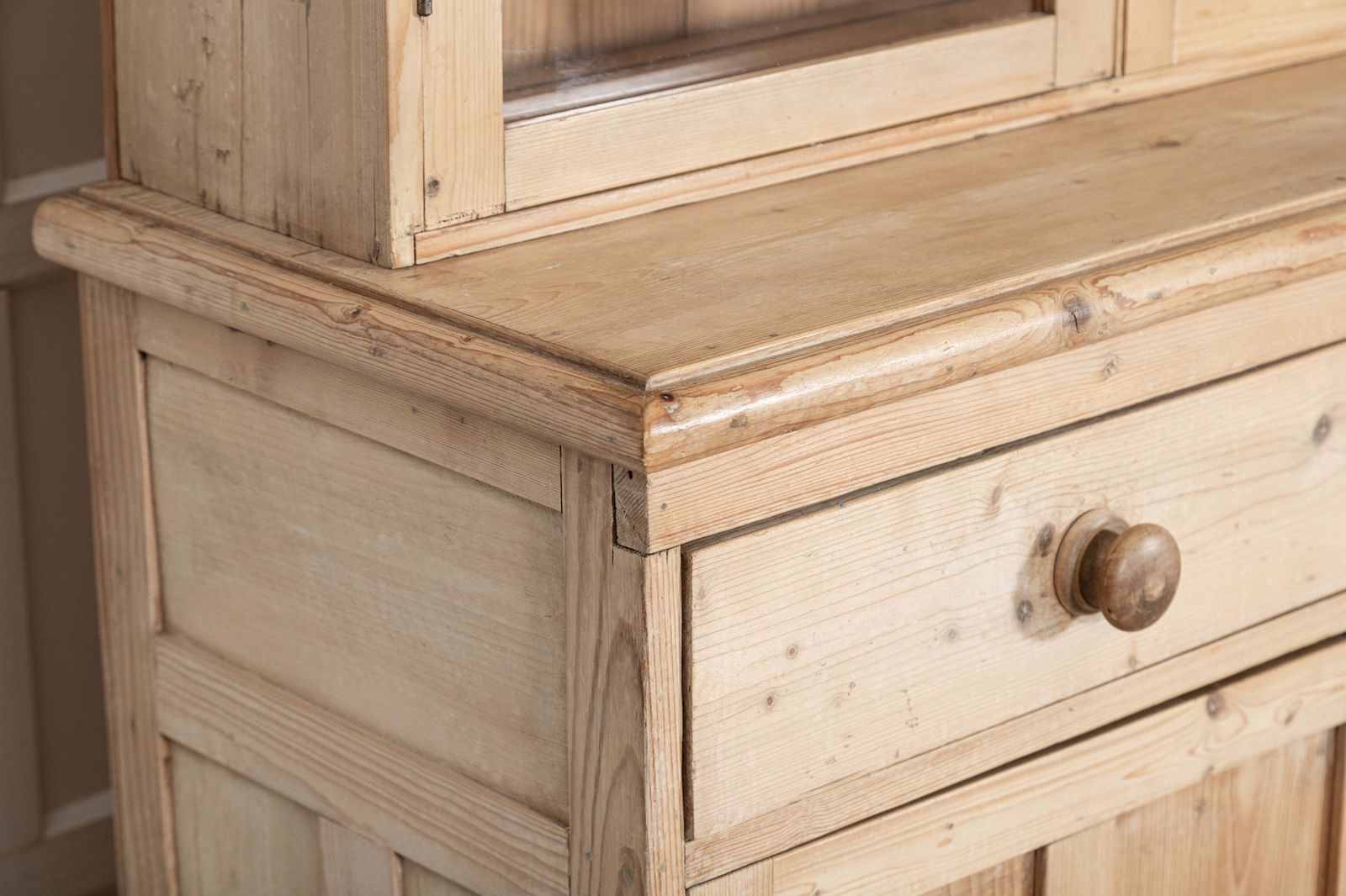 19thc Large English Pine Glazed Panelled Dresser photo furniture