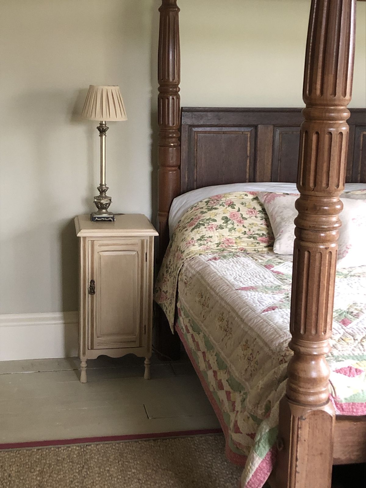 Antique Bedside Cabinet Hand Painted In F&B Archive Stone No. 227 photo furniture
