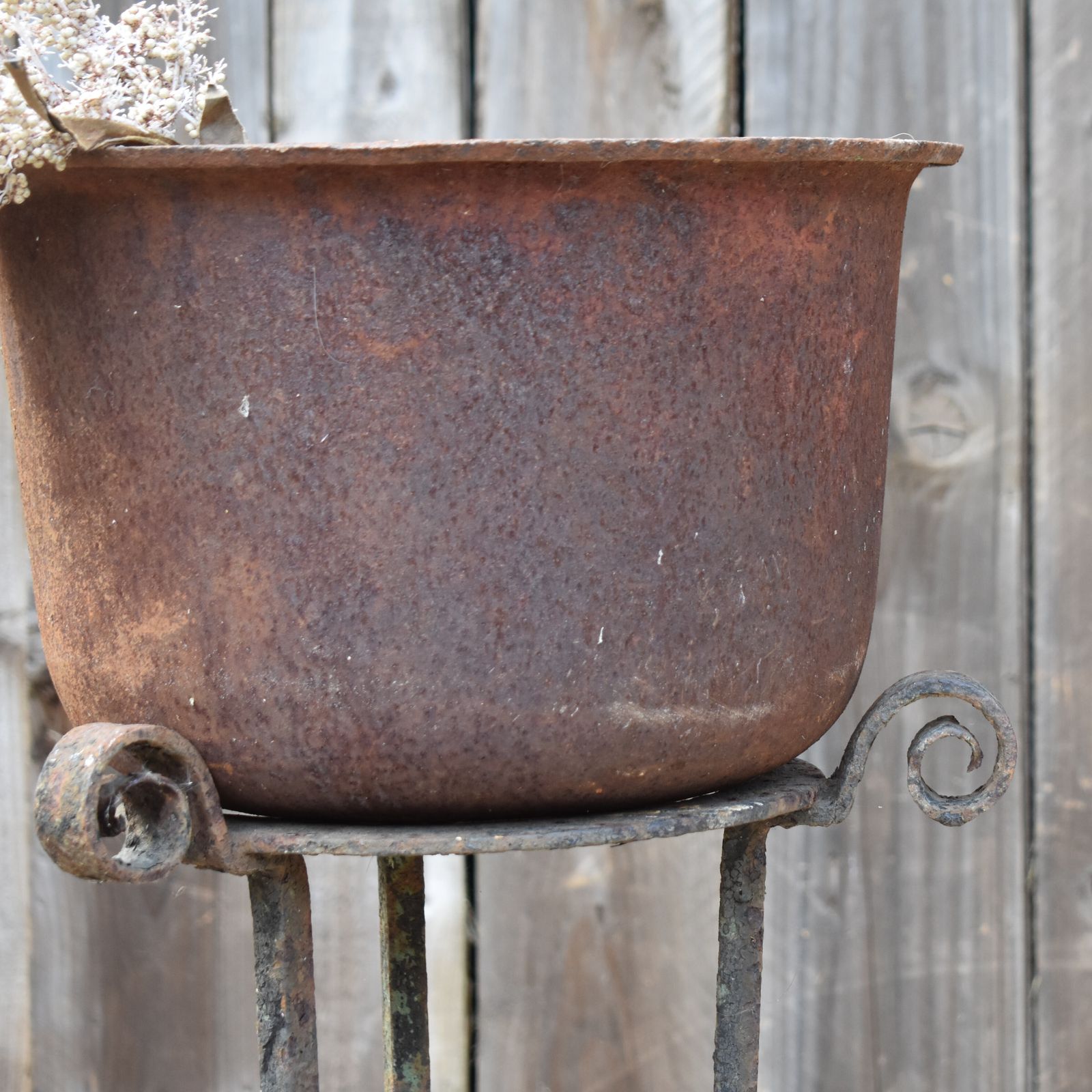 Antique Blacksmith Hand Made Wrought Iron Stand Heavy Garden Cast Iron Planter photo vinterior