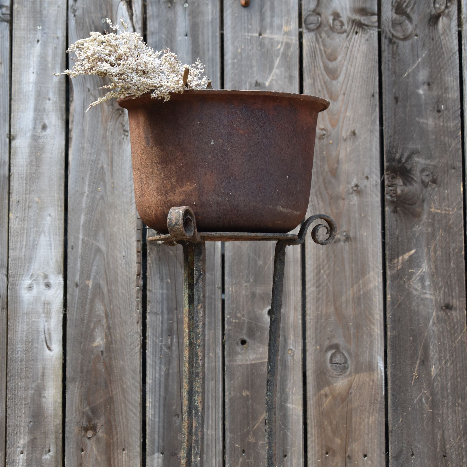 Antique Blacksmith Hand Made Wrought Iron Stand Heavy Garden Cast Iron Planter photo buy