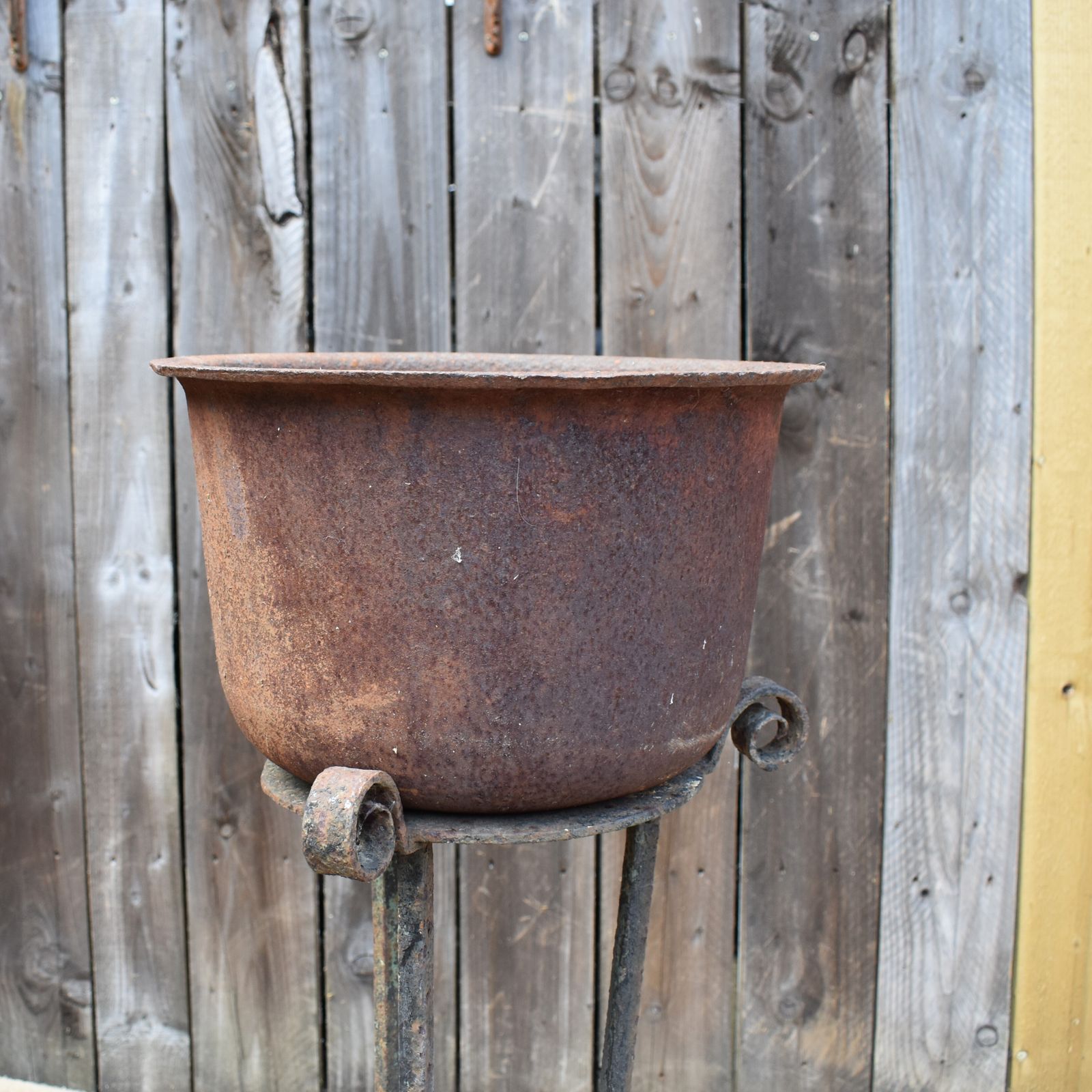photo for sale Antique Blacksmith Hand Made Wrought Iron Stand Heavy Garden Cast Iron Planter