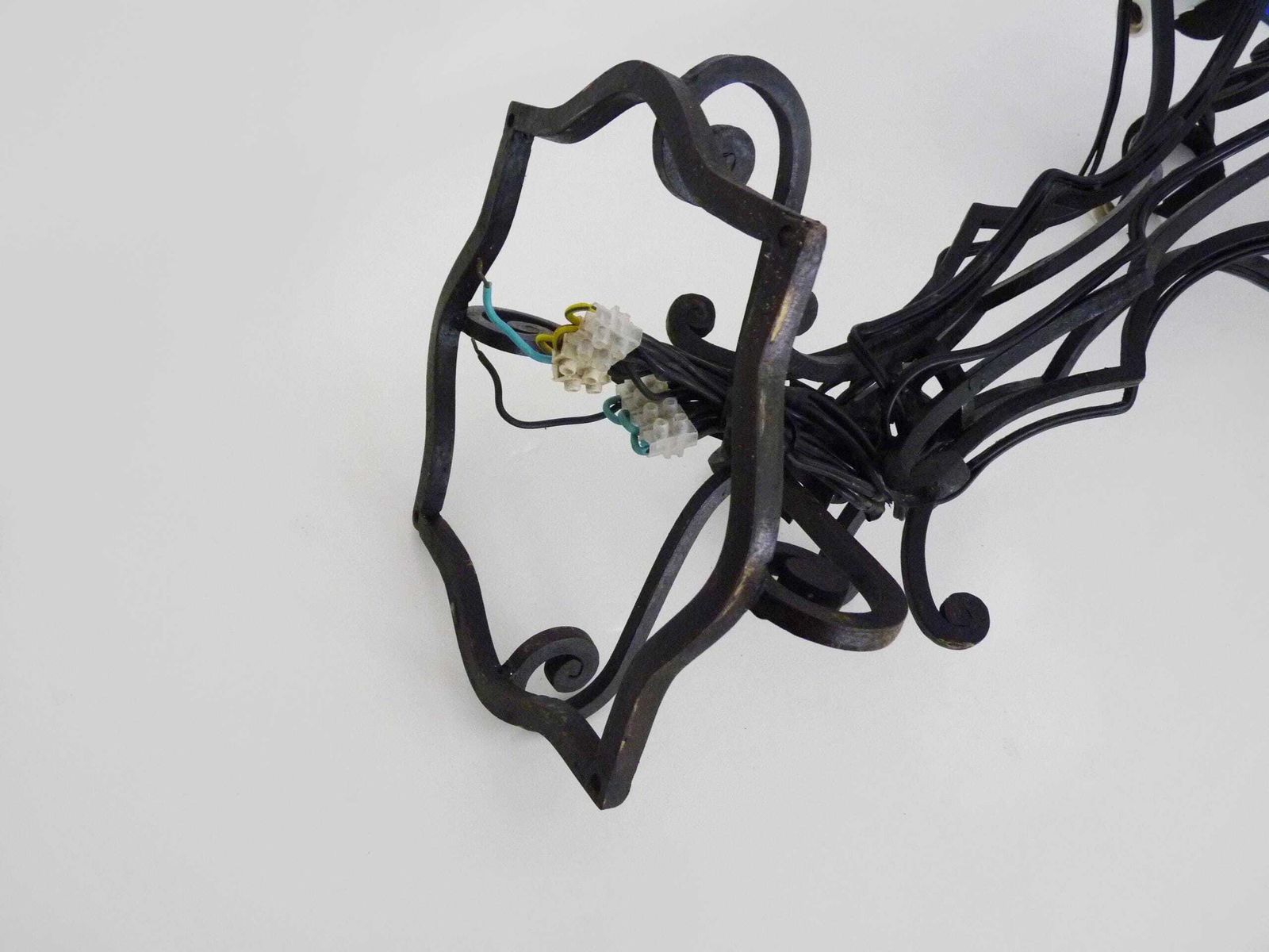 photo for sale Large 12 Light Wrought Iron Entryway Or Living Room Chandelier. 1960s 1970s