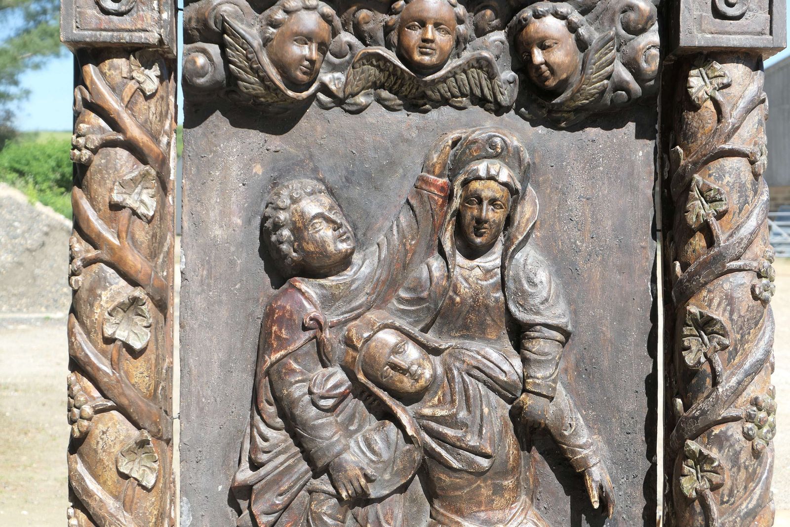 photo for sale Large European Mediaeval Oak Carving Of Christ In The Tomb