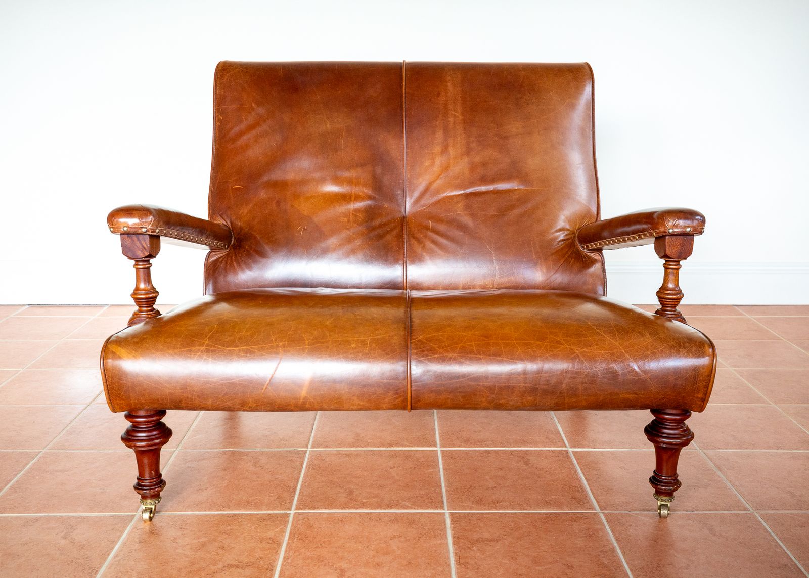Open Arm Hide Leather Library Sofa Country House Howard & Sons Style By Mulberry Mahogany 2 Seater English Leather Chair Library Chair Leather Hide photo furniture