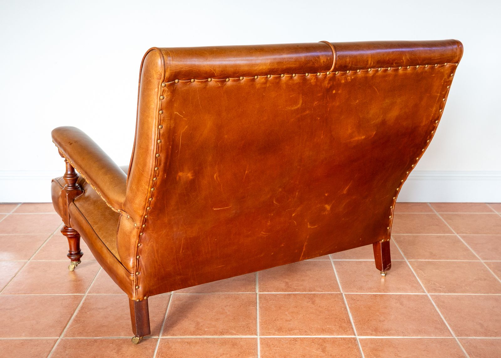 Open Arm Hide Leather Library Sofa Country House Howard & Sons Style By Mulberry Mahogany 2 Seater English Leather Chair Library Chair Leather Hide photo 2950.0
