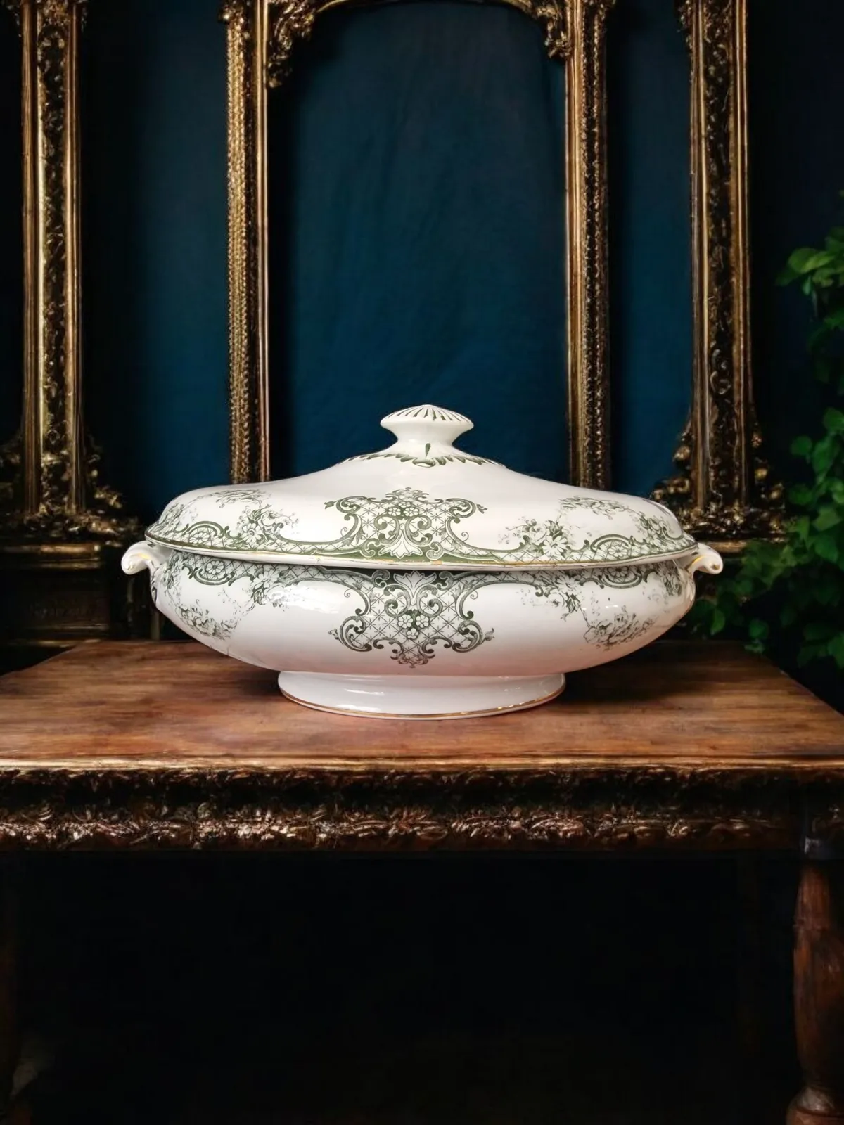 Victorian Bridgewood Elgin Tureen –  English Green Ceramic Dish