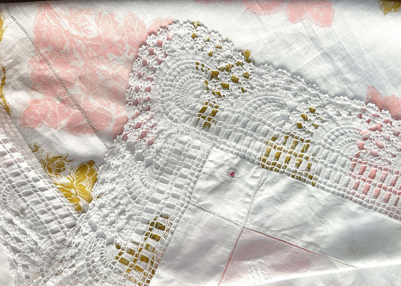 Wild Rose With Lace  Reworked Tablecloth photo buy