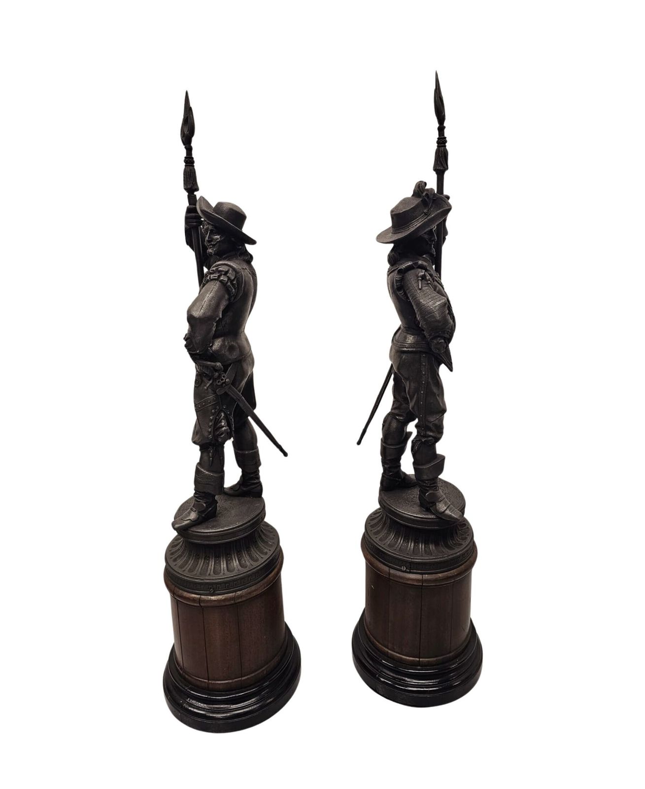 A Rare Pair Of 19th Century Spelter Figural Cavalier Sculptures photo buy