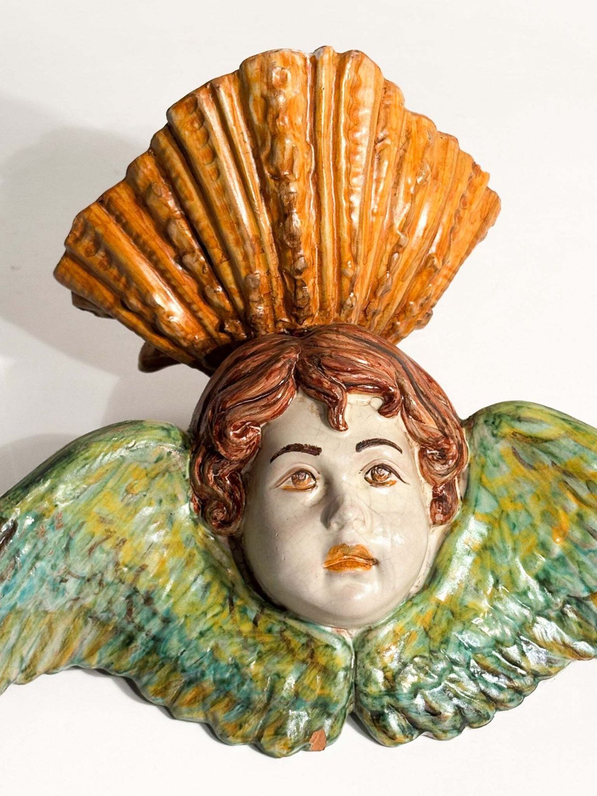 Italian Ceramic Wall Vase With Angel Early Twentieth Century photo furniture