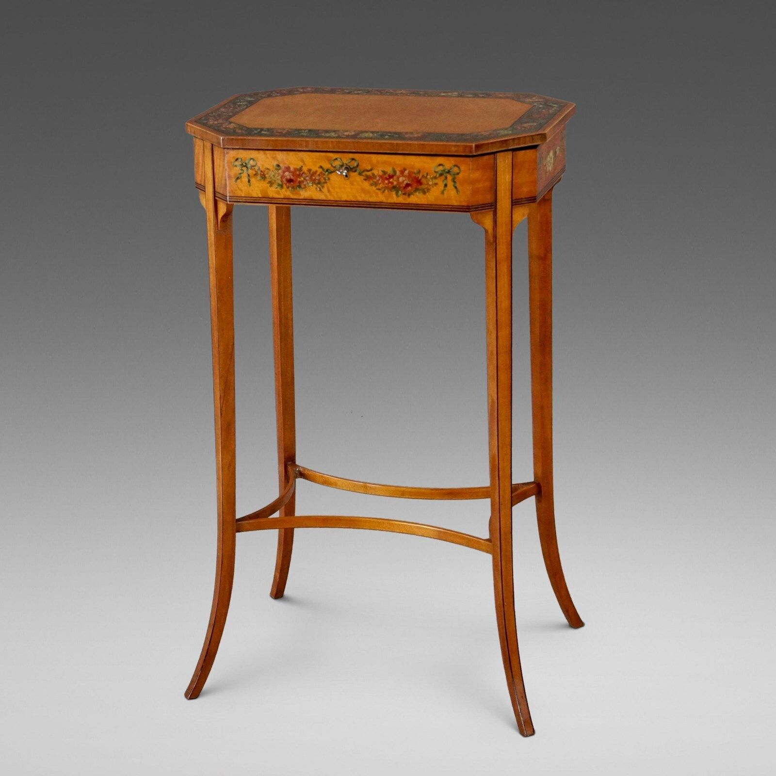 A Highly Decorative Edwardian Satinwood Work Table