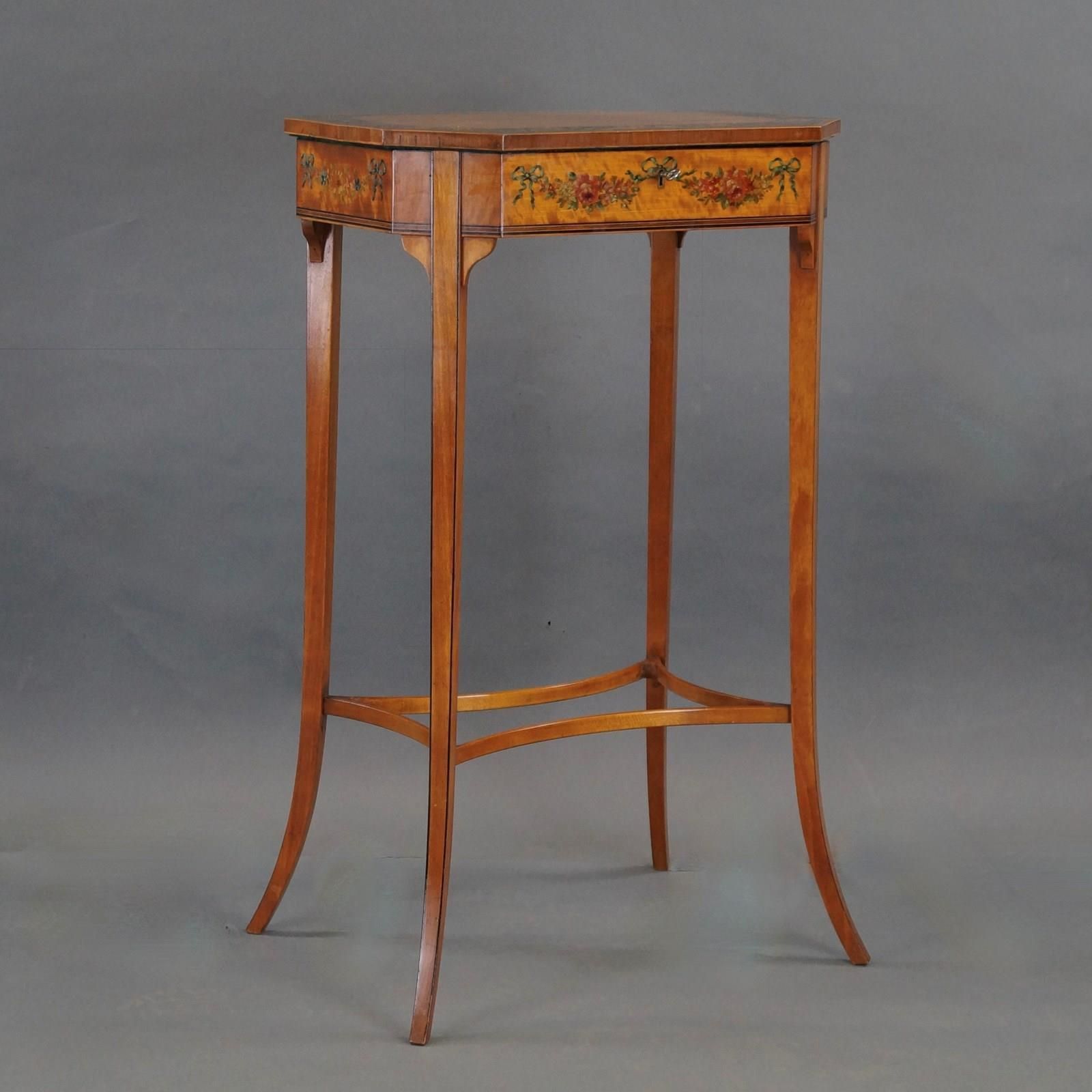 A Highly Decorative Edwardian Satinwood Work Table photo 1175.0