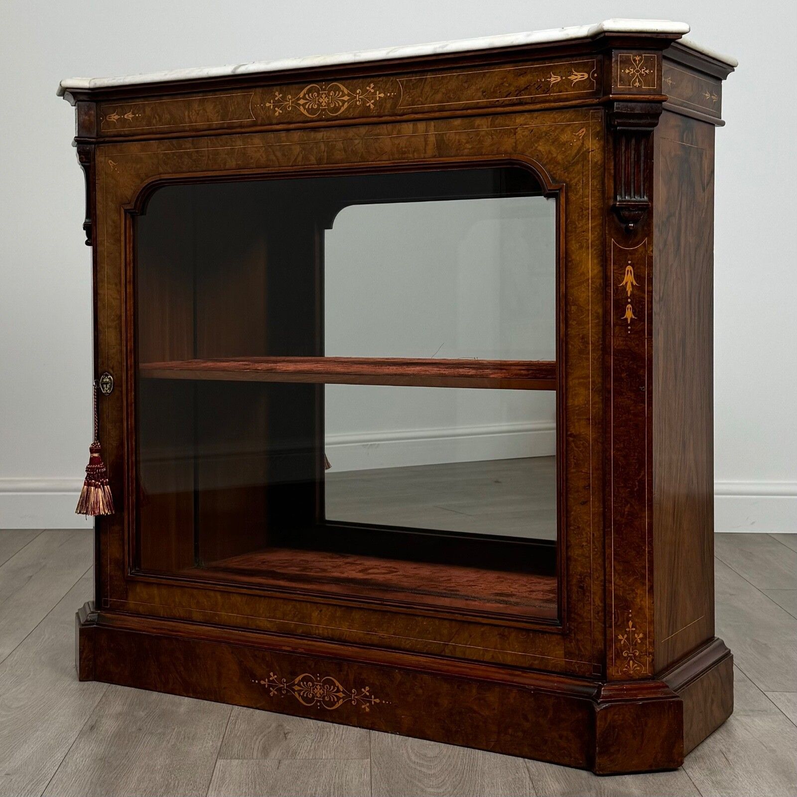 Antique 19th Century Fine Marble Top Pier Cabinet In Walnut photo for sale