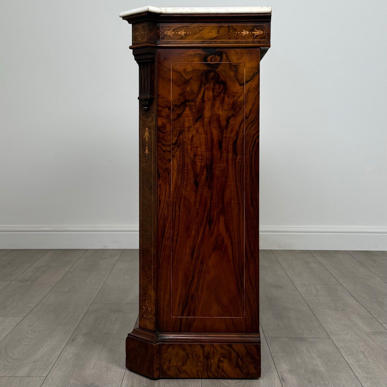 Antique 19th Century Fine Marble Top Pier Cabinet In Walnut photo Furniture