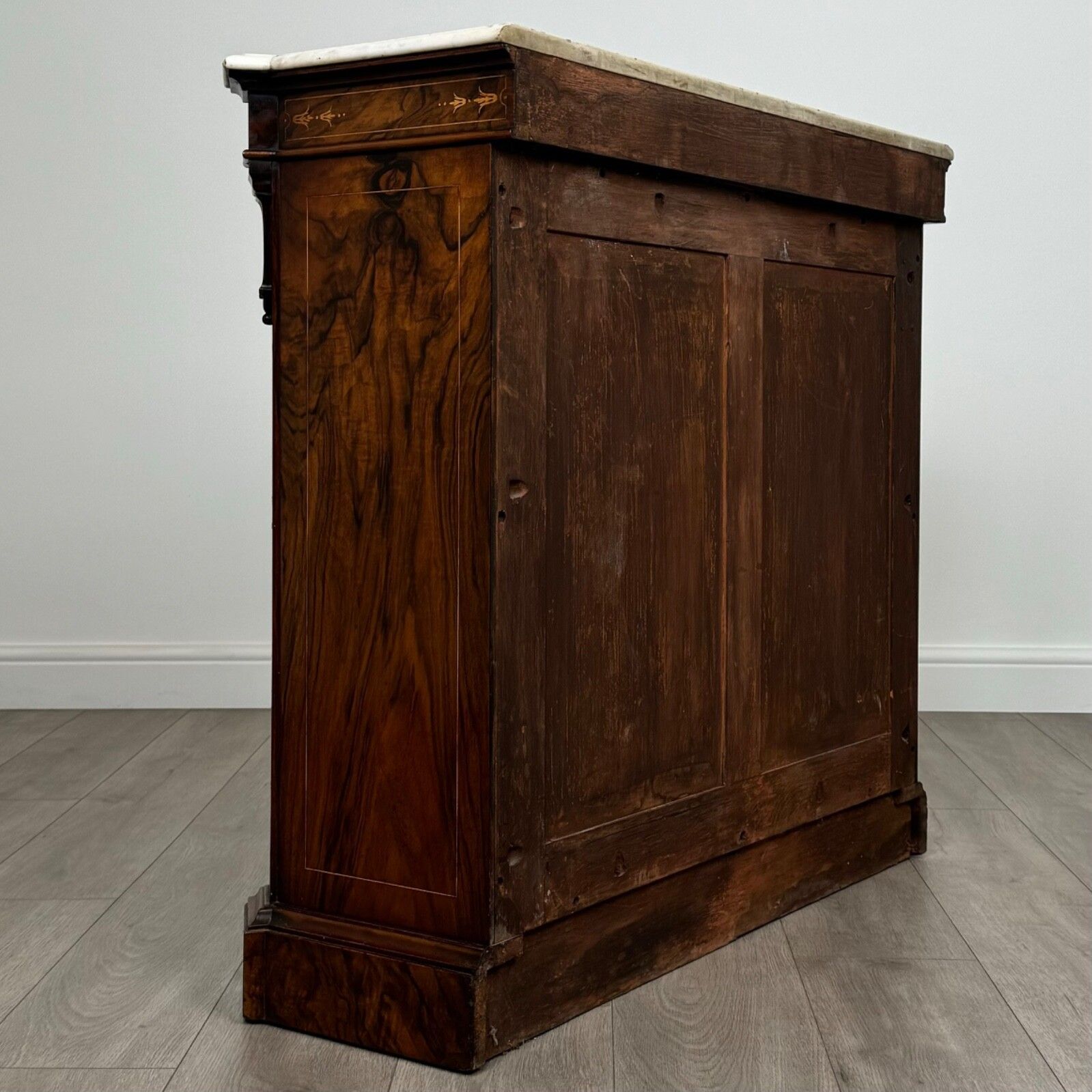 Antique 19th Century Fine Marble Top Pier Cabinet In Walnut photo 1500.0