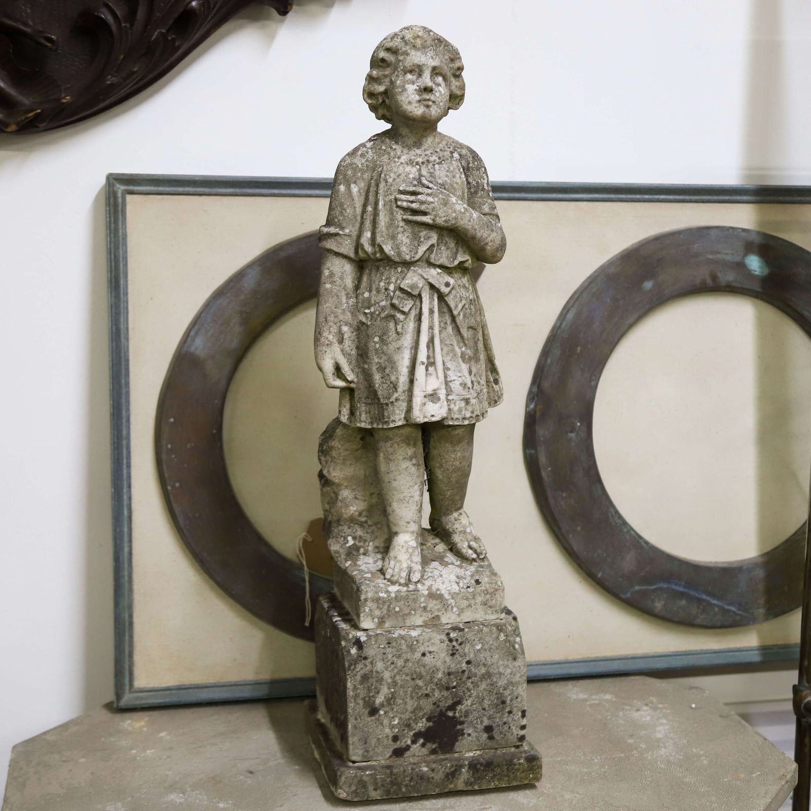 Footsteps In Time: 19th Century Marble Statue Child Of The Eternal Spring photo for sale