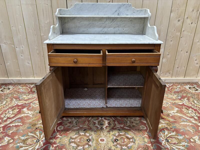 Meuble De Toilette En Noyer Et Marbre De Carrare photo furniture
