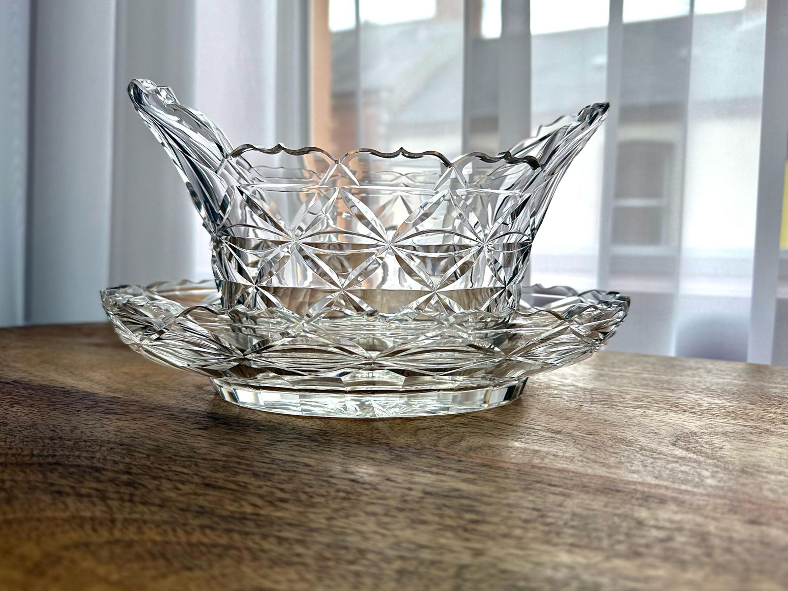 Rare Set Of 3 Irish Georgian Cut Glass Bowls With Original Underplates, Circa 1780 1800 photo Home Decor