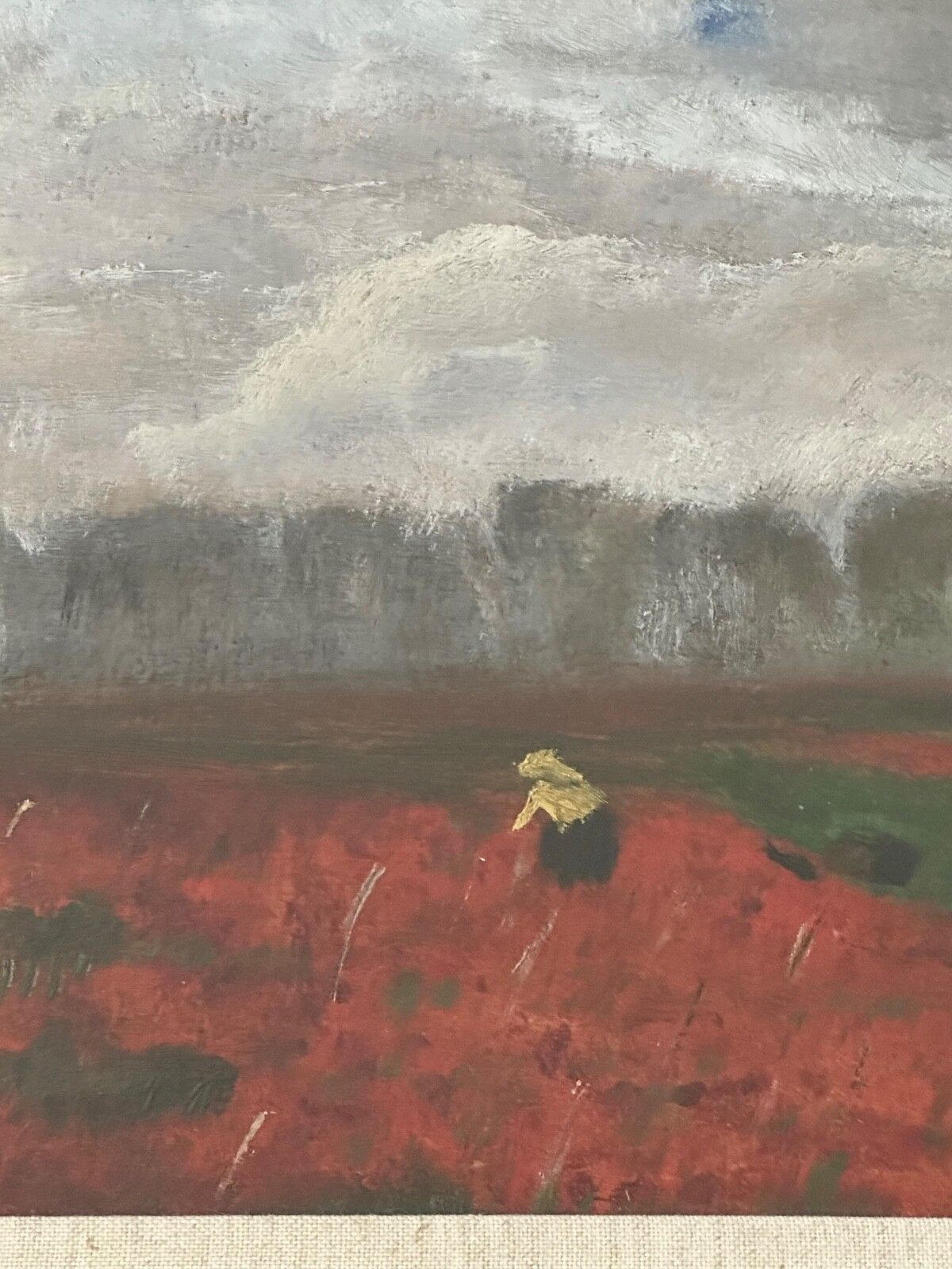 Impressionist Style Oil Depicting Poppy Field Signed & Framed Painting photo furniture