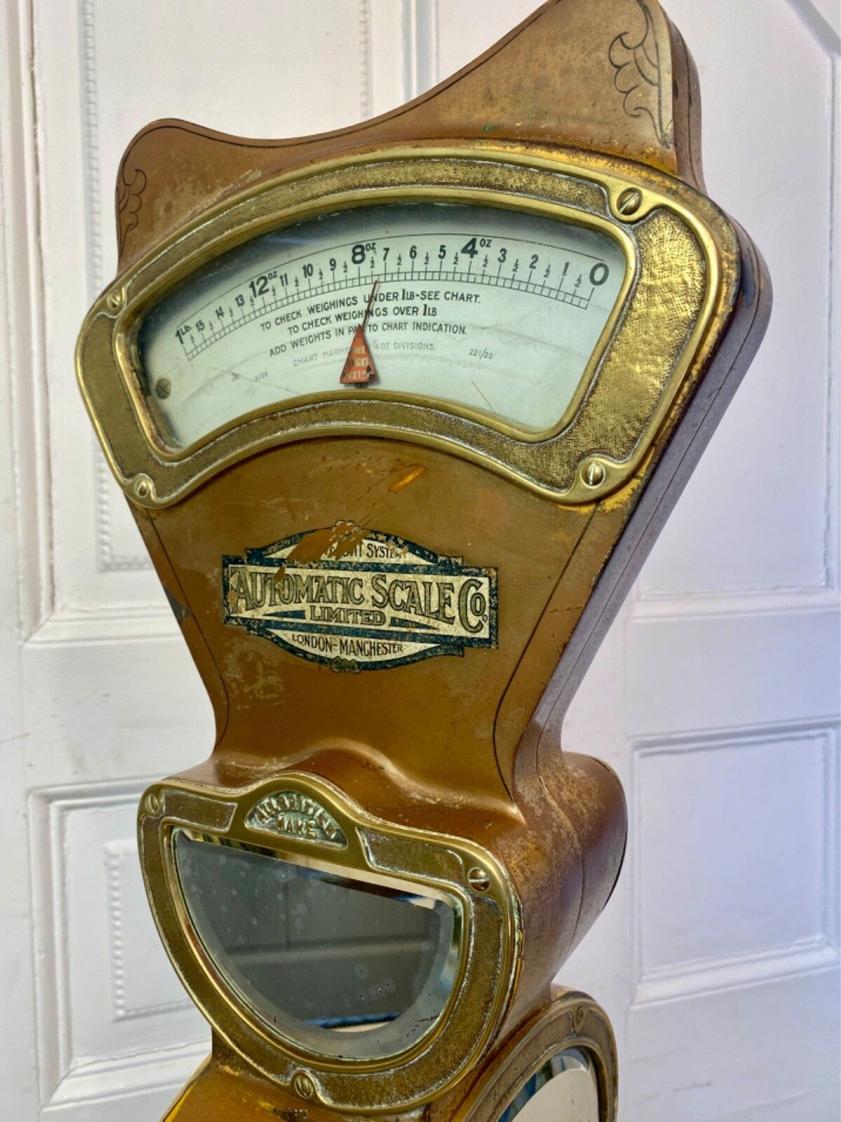Antique Large Brass Grocers Shop Counter Scales By 'The Automatic Scale Company' photo vinterior