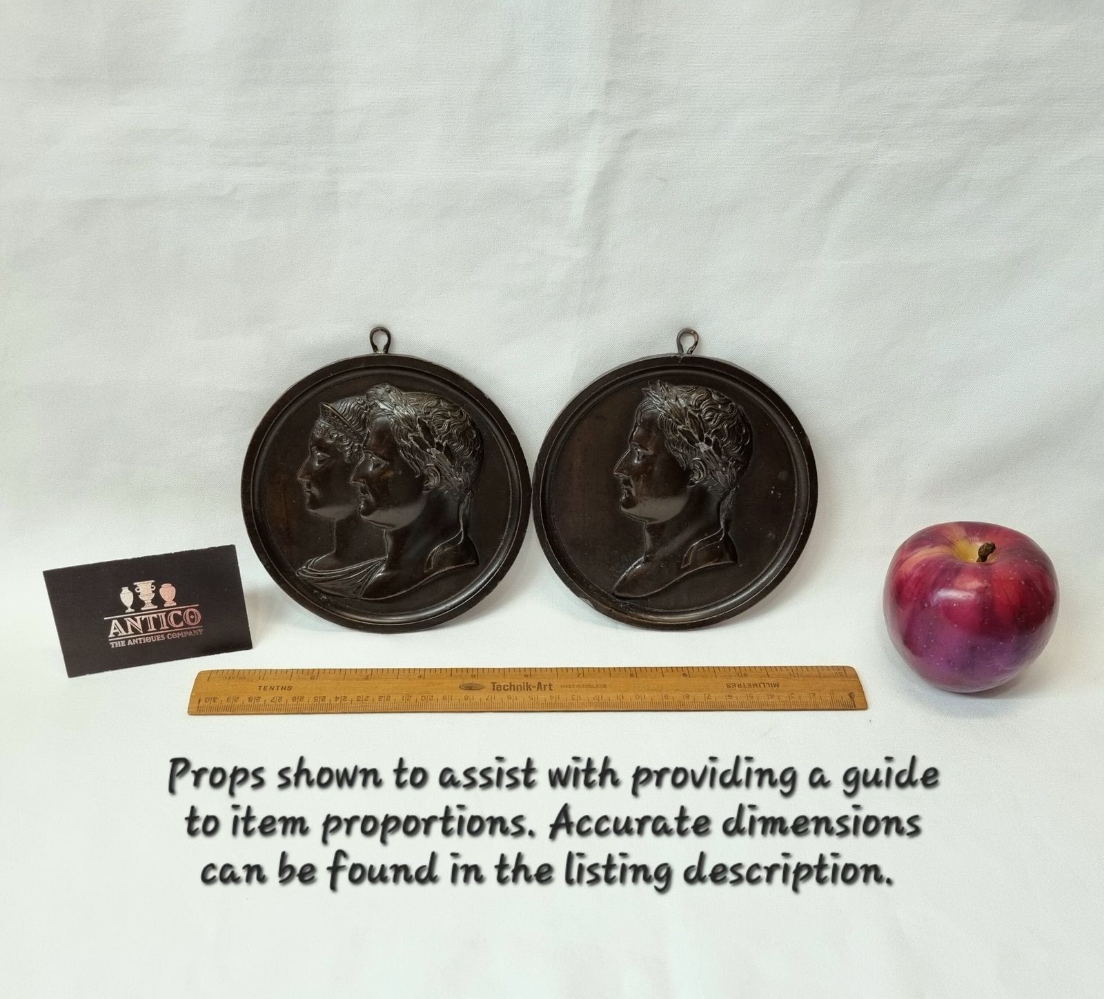 A Fine Early 19th Century Pair Of Beautifully Cast Bronze Wall Hanging Plaques Of Napoleon Bonaparte And Marie Louise, Empress Of France. photo vintage