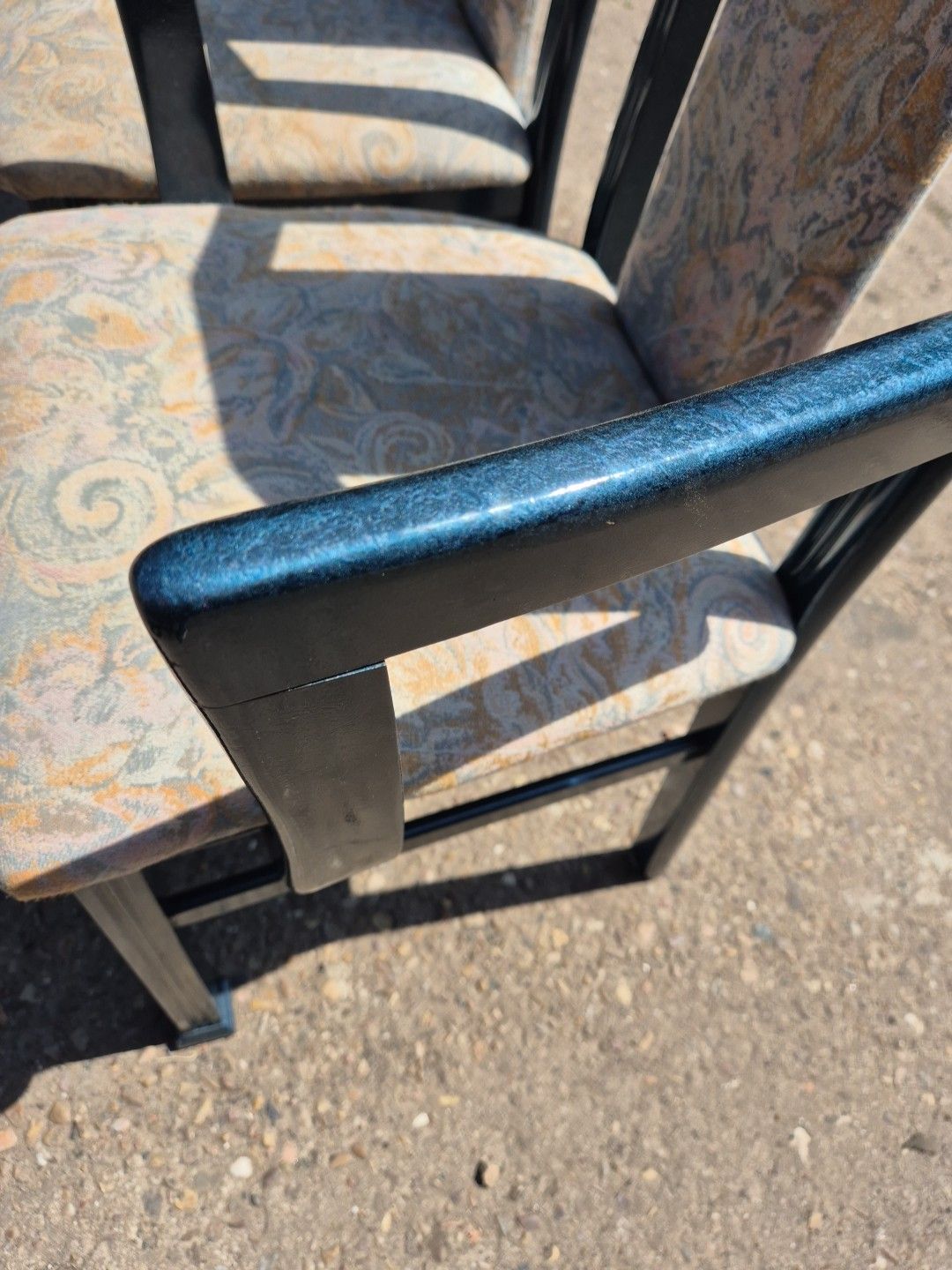 Set Of 6 (2 Carvers) Blue Marble Effect Wooden Framed Dining Chairs By Caxton photo vinterior