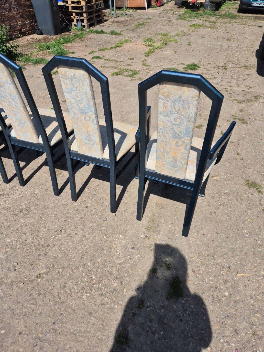 photo for sale Set Of 6 (2 Carvers) Blue Marble Effect Wooden Framed Dining Chairs By Caxton