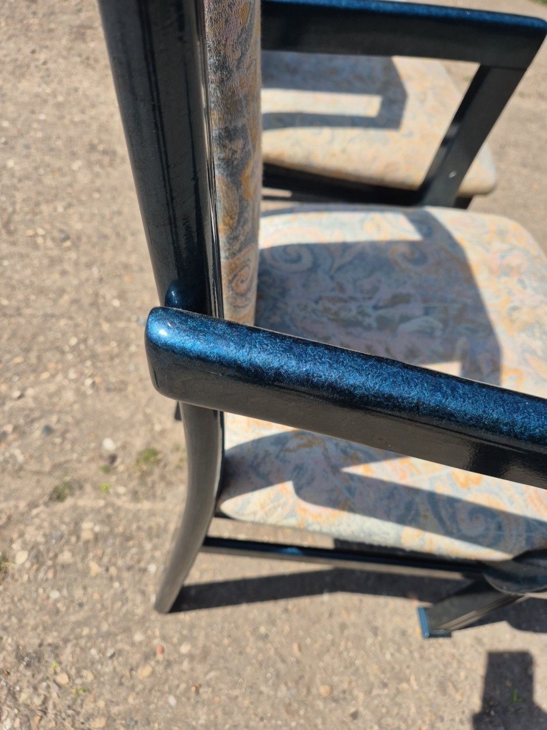 120.0 Set Of 6 (2 Carvers) Blue Marble Effect Wooden Framed Dining Chairs By Caxton photo