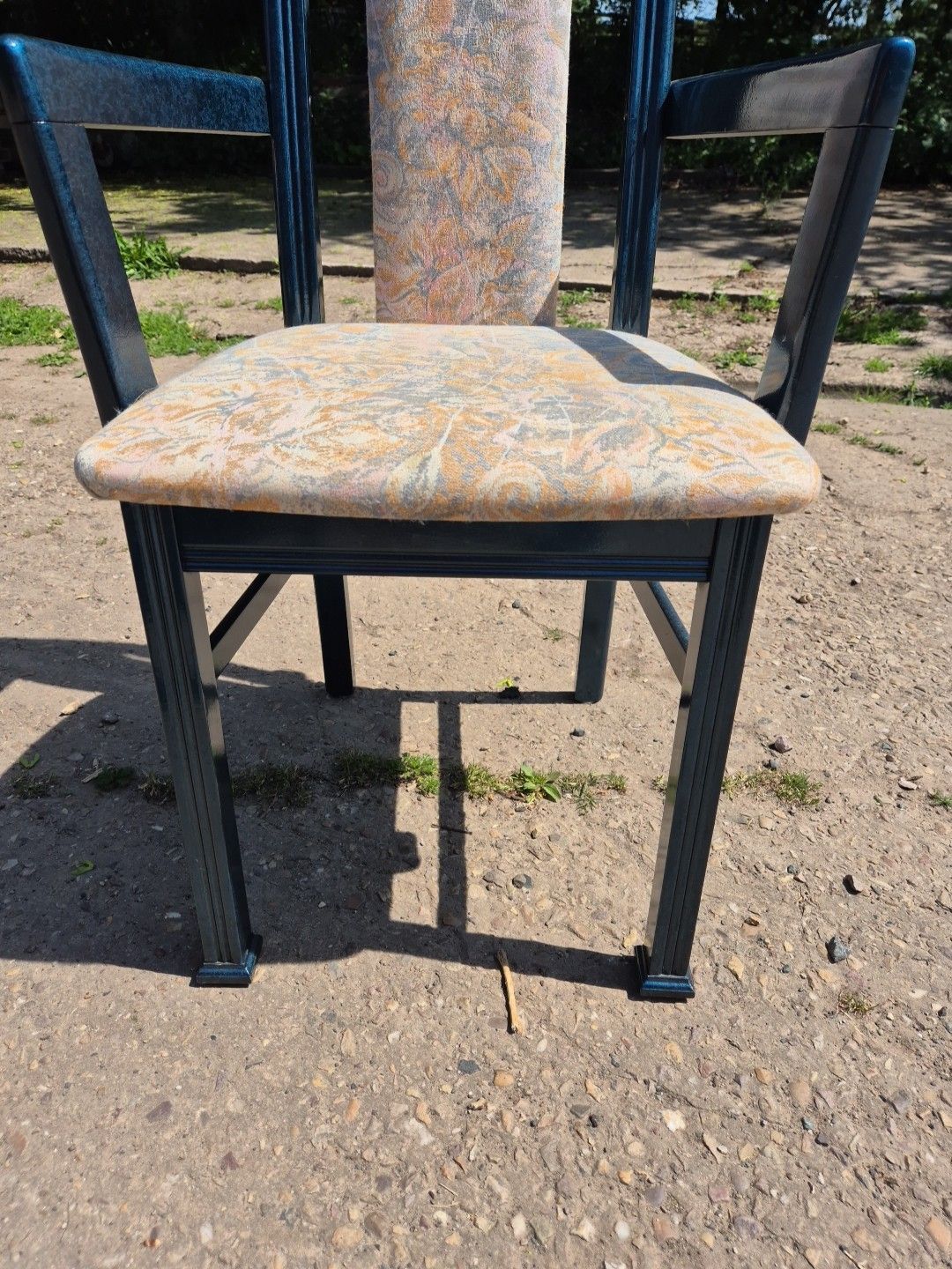 photo vinterior Set Of 6 (2 Carvers) Blue Marble Effect Wooden Framed Dining Chairs By Caxton