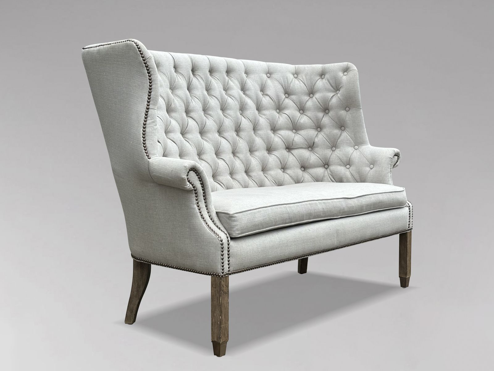 20th Century Upholstered High Wing Back 2 Seater Settee photo vinterior
