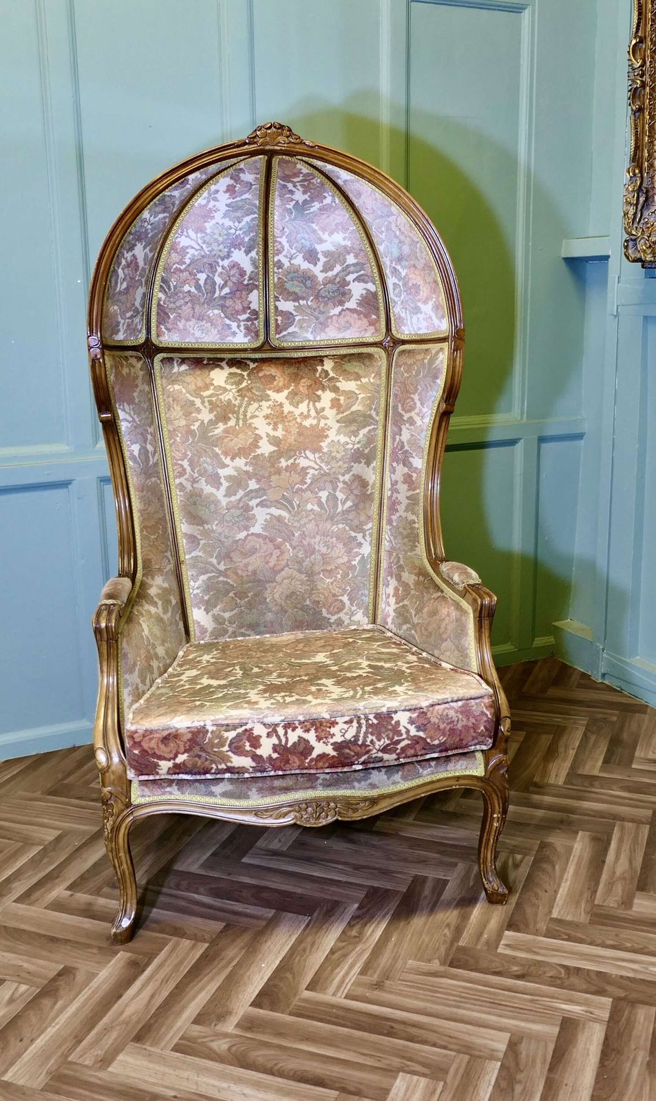 Velvet Upholstered Hall Porters Or Boudoir Chair