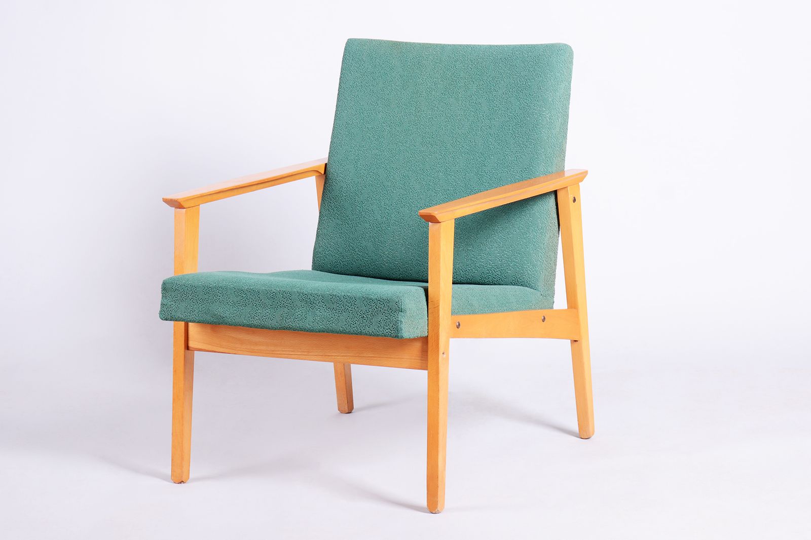Pair Of Restored Mid Century Armchairs, By Jitona Soběslav, Beech, Czech. 1960s photo furniture