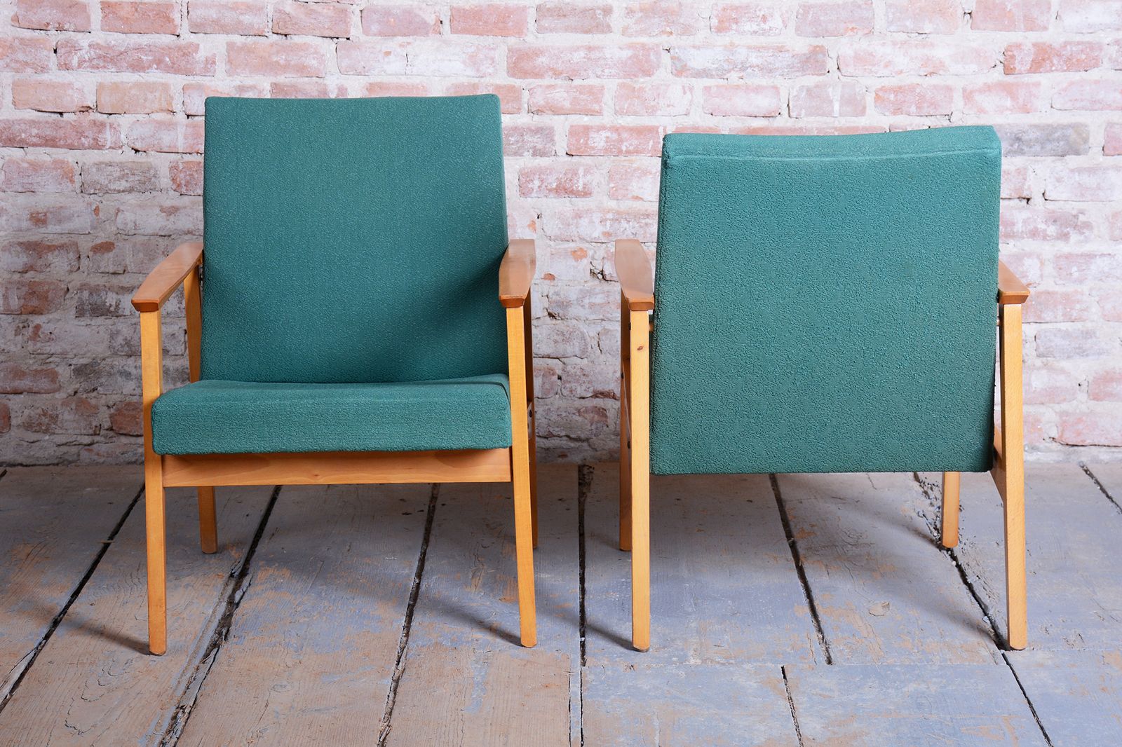 photo for sale Pair Of Restored Mid Century Armchairs, By Jitona Soběslav, Beech, Czech. 1960s