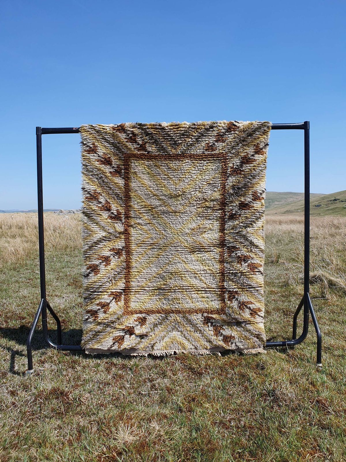 A 1970s Swedish Wool Rya Rug.156cm X 120cm photo furniture