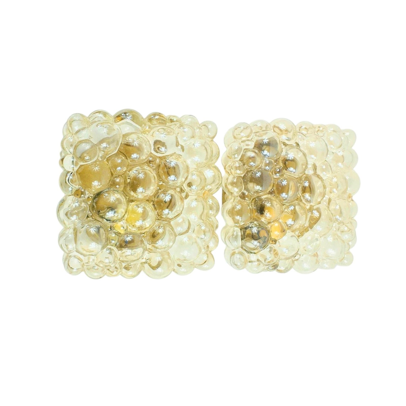 Pair Of Mid Century Amber Bubble Glass Wall Lights By Helena Tynell For Limburg, Germany, 1970s