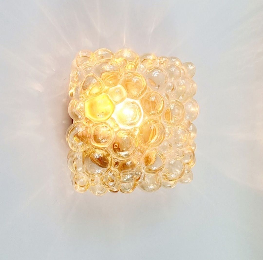 Pair Of Mid Century Amber Bubble Glass Wall Lights By Helena Tynell For Limburg, Germany, 1970s photo vinterior