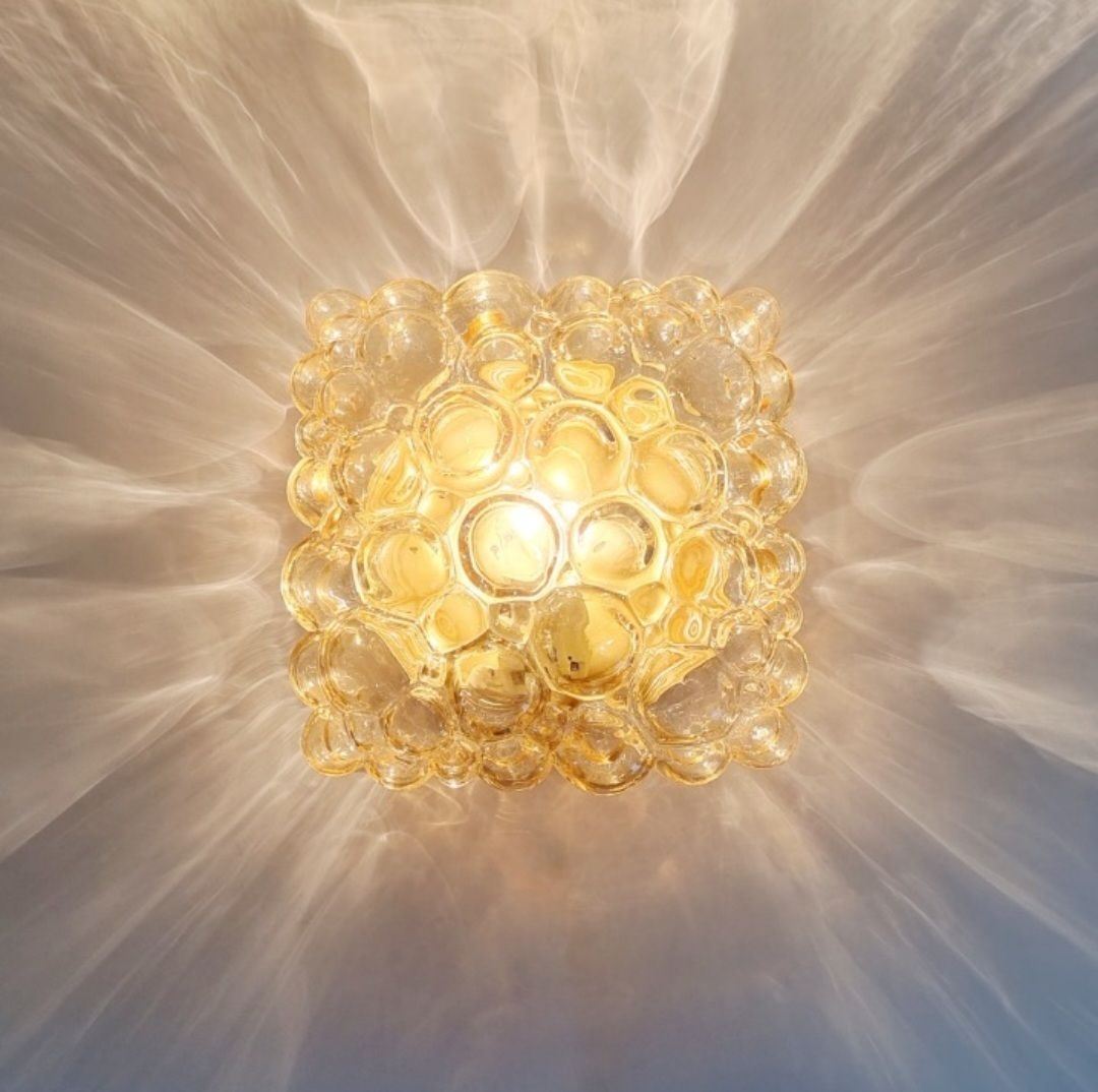 Pair Of Mid Century Amber Bubble Glass Wall Lights By Helena Tynell For Limburg, Germany, 1970s photo vintage