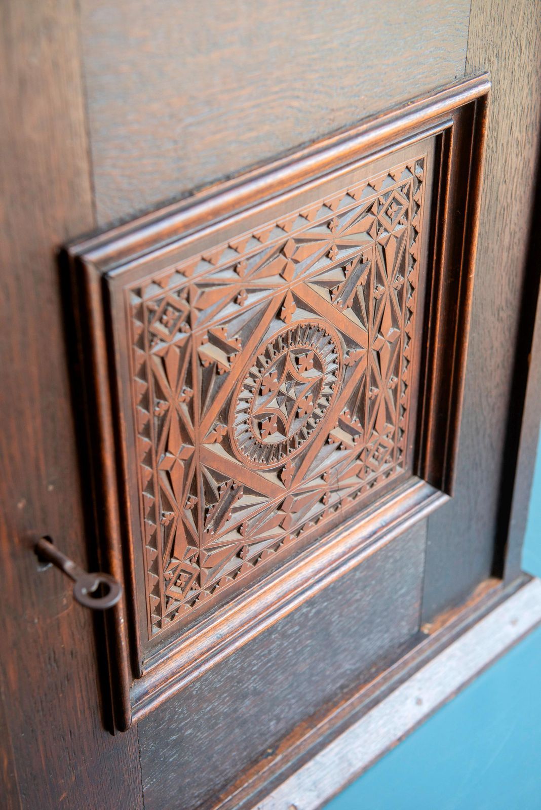 Antique Wooden Hanging Cabinet, 19th Century Medicine Chest, Rustic Storage Unit, Dutch Apothecary Cabinet, Hand Carved Bathroom Cabinet photo vintage