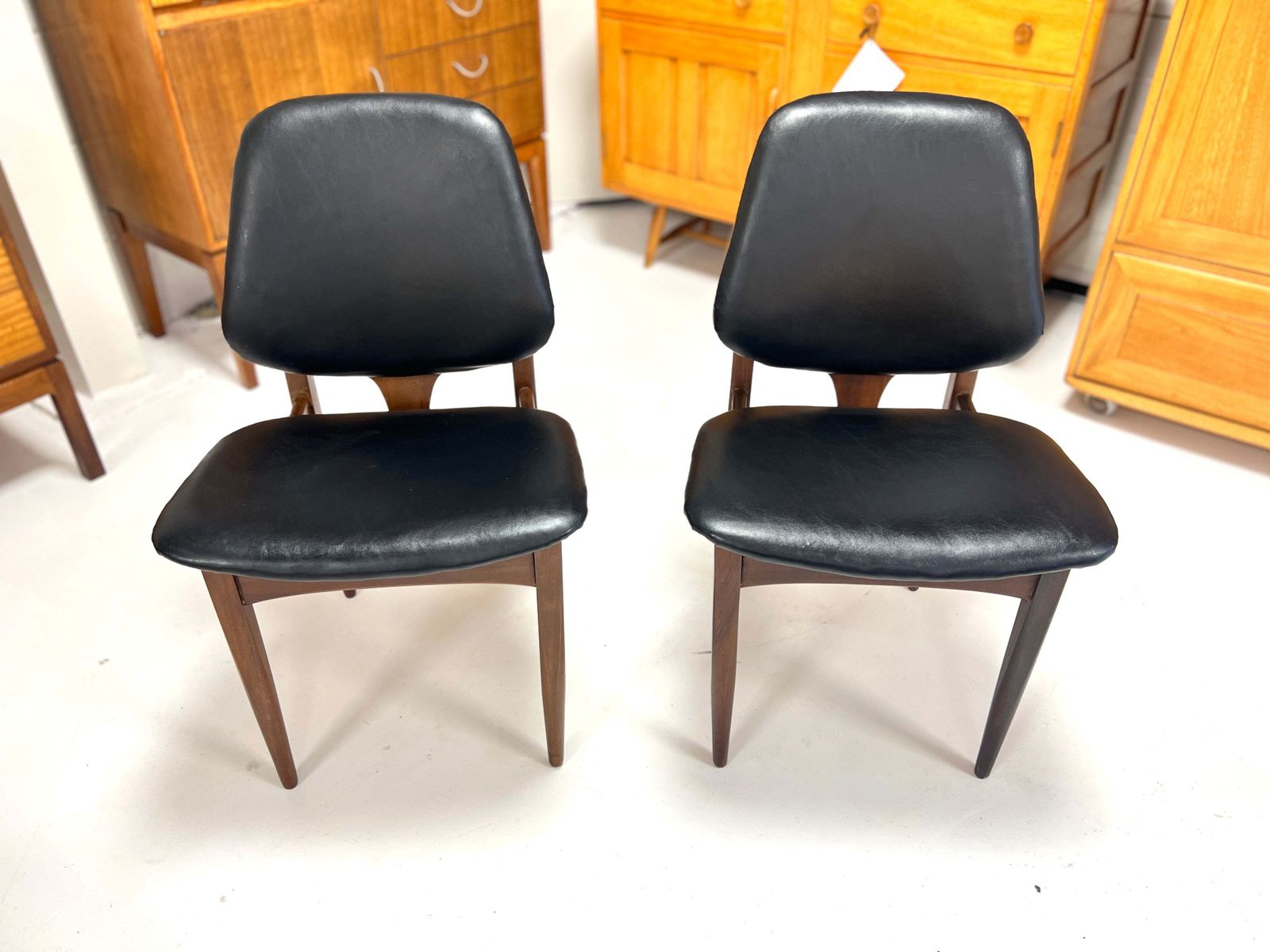 Pair Of Eilliotts Of Newbury, Teak And Leatherette Dining Chairs photo buy
