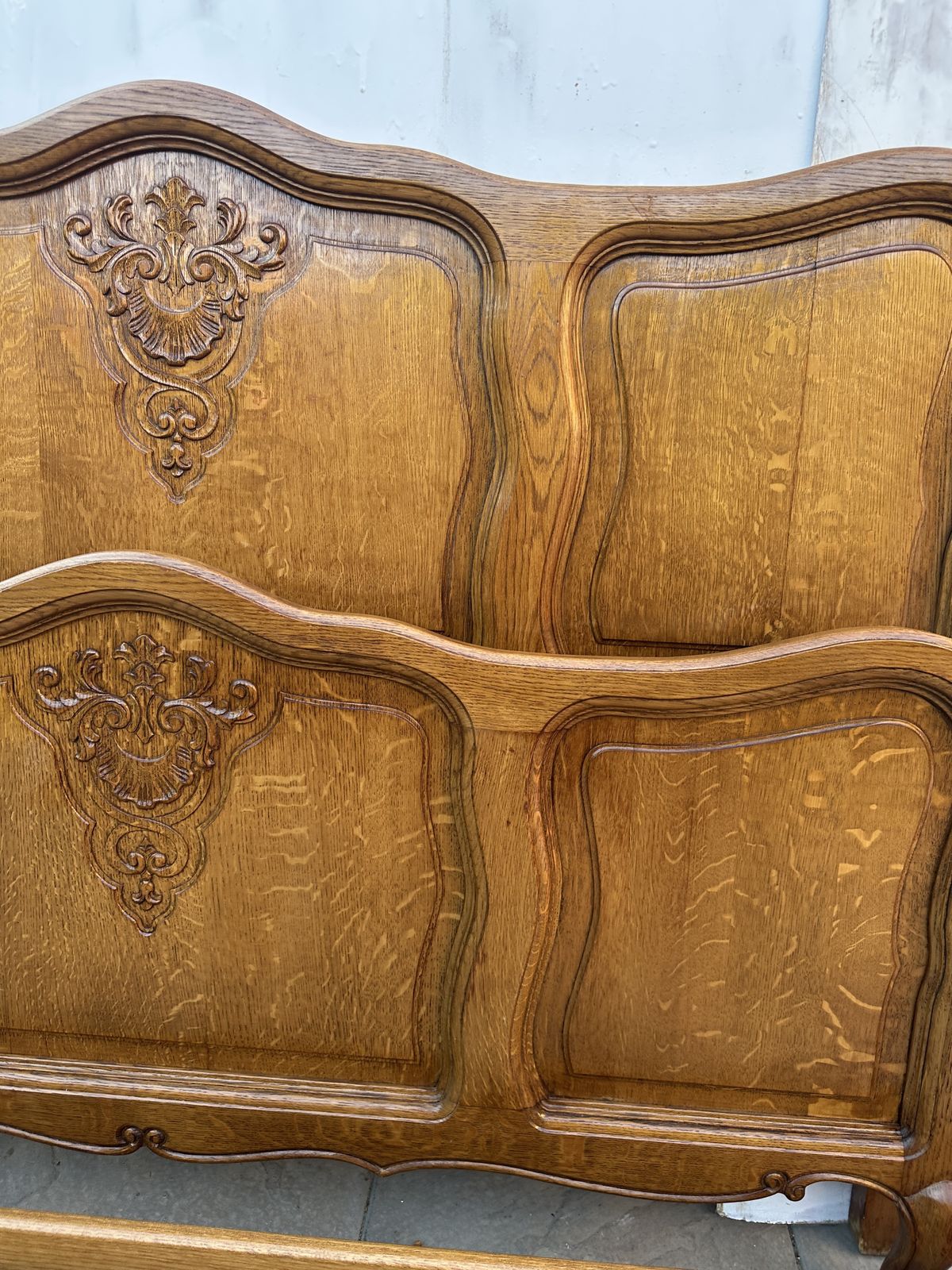 photo furniture Beautiful French Louis XV Antique Style Oak Double Bed Frame – Great Condition