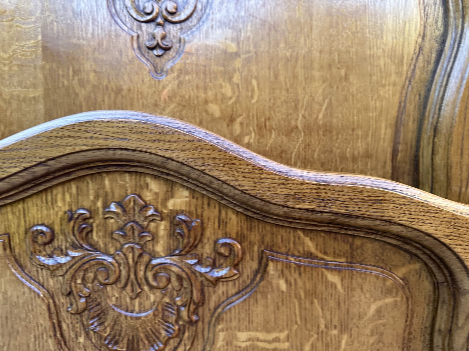 Furniture Beautiful French Louis XV Antique Style Oak Double Bed Frame – Great Condition photo