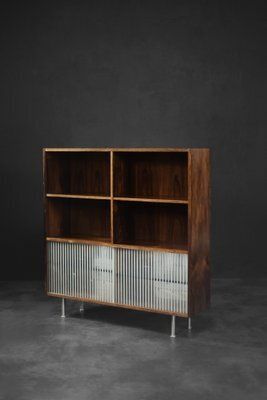 Mid Century Modern Scandinavian Rosewood Highboard With Glass, 1960s photo for sale
