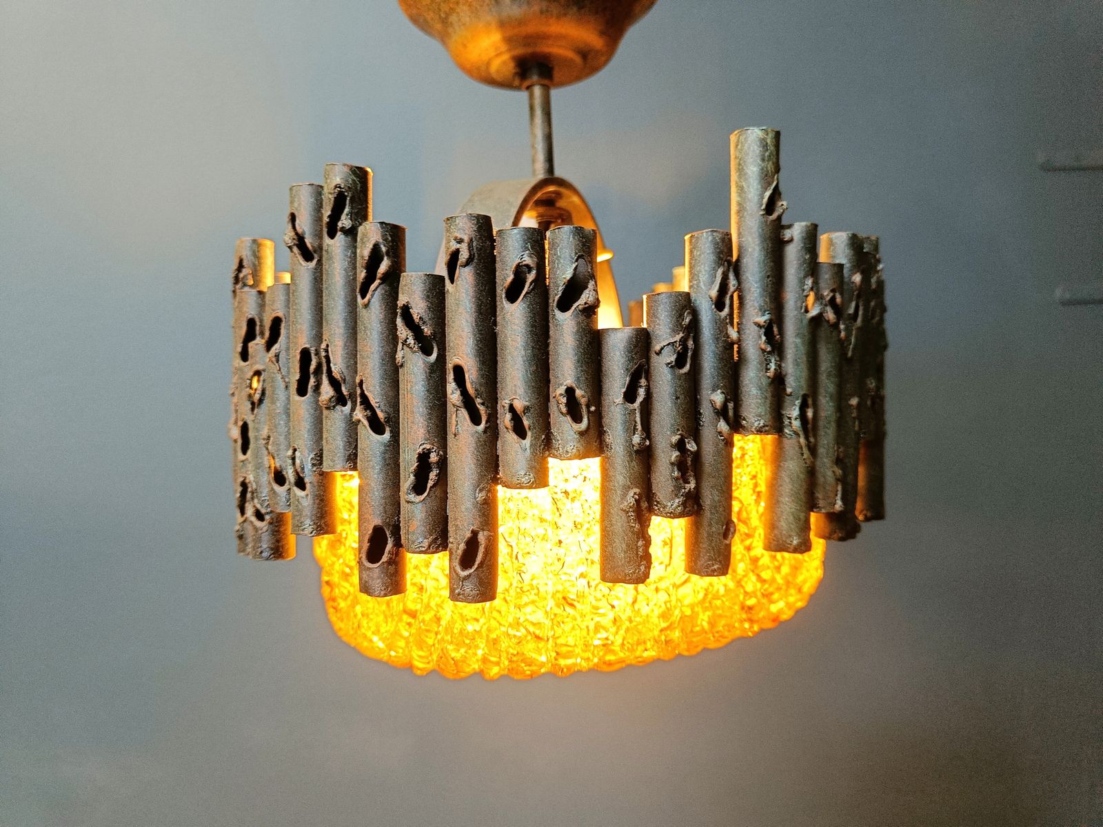 Brutalist Pendant Lights By Marcello Fantoni, 1960s photo for sale