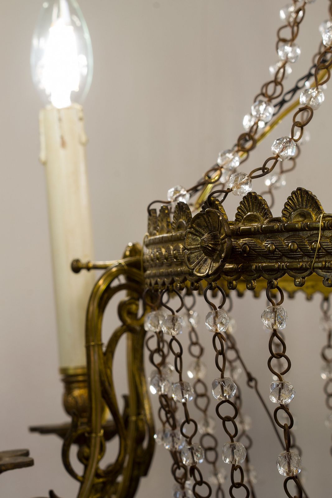 Antique French Empire Balloon Style Chandelier   6 Lights. photo vintage