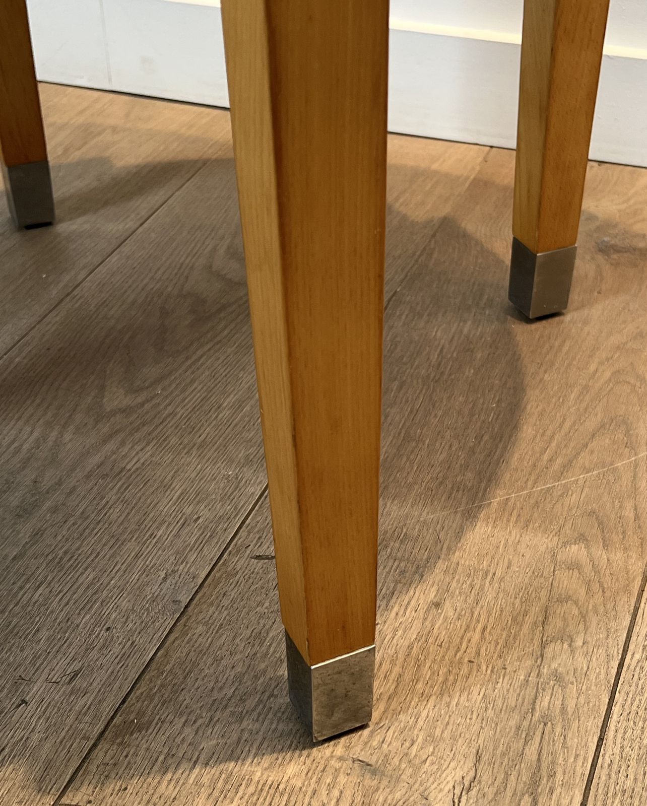 Furniture Sycamore Veneer, Chrome And Marble Top Pedestal Table photo