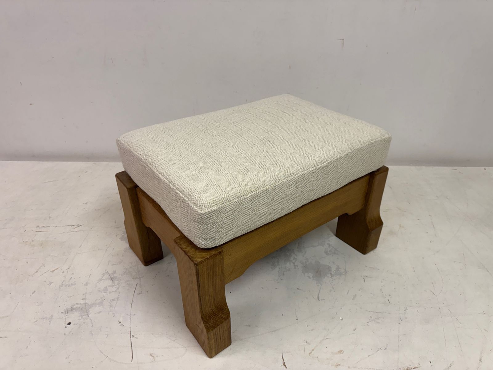 Belgian Oak Stool By De Puydt In Neutral Fabric photo Furniture