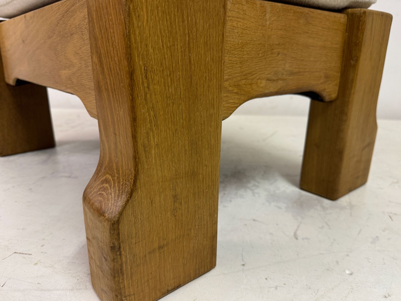 Belgian Oak Stool By De Puydt In Neutral Fabric photo vinterior