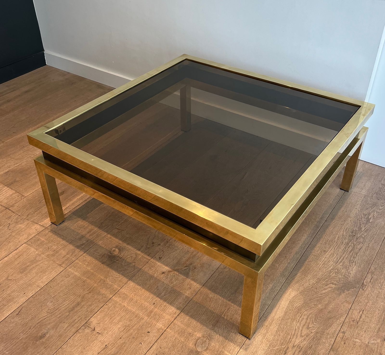 Brass And Black Lacquer Coffee Table By Guy Lefèvre For Maison Jansen