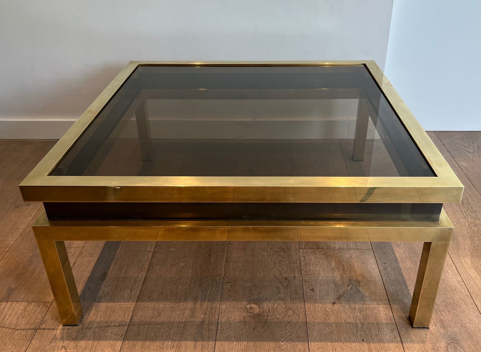 Brass And Black Lacquer Coffee Table By Guy Lefèvre For Maison Jansen photo for sale