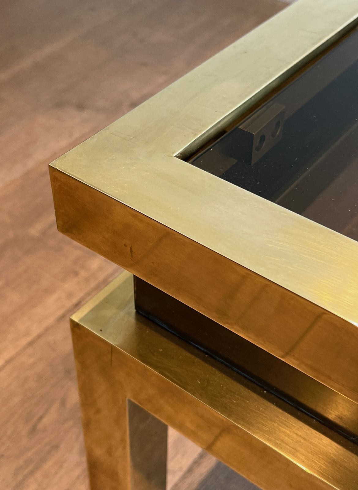 Brass And Black Lacquer Coffee Table By Guy Lefèvre For Maison Jansen photo vinterior